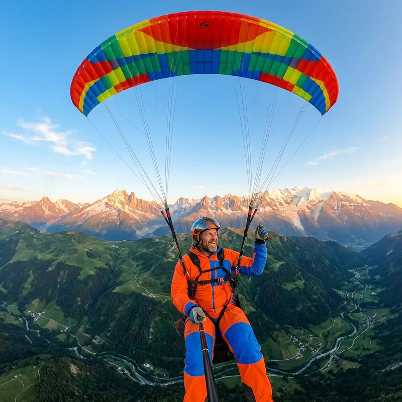 Adventurous Man Paragliding Adventurous Man Paragliding
