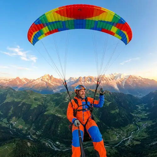Thrilling Paragliding Journey with a Robust Caucasian Man