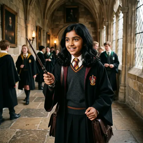 11-Year-Old Girl in Harry Potter with Wand