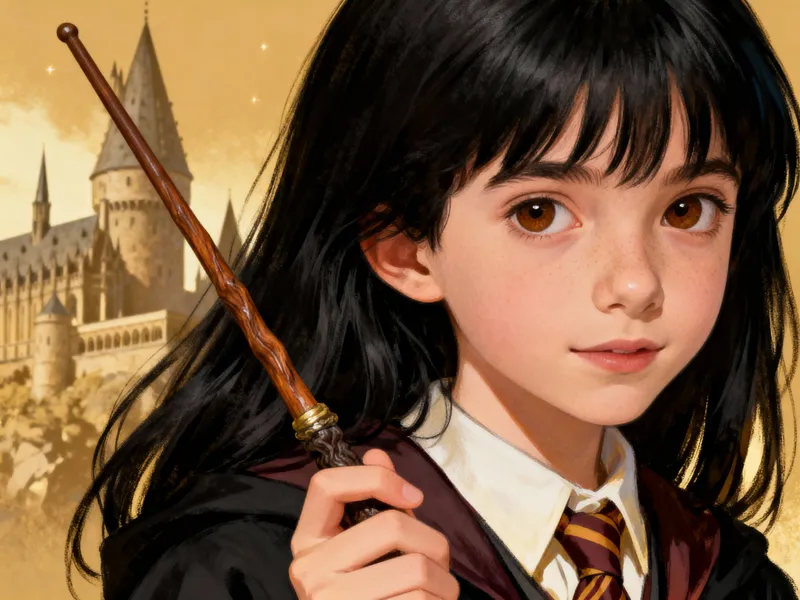 11-Year-Old Girl in Harry Potter with Wand