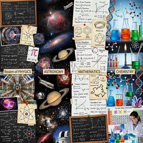 Amazing Science Photo Collage: Physics, Astronomy & More