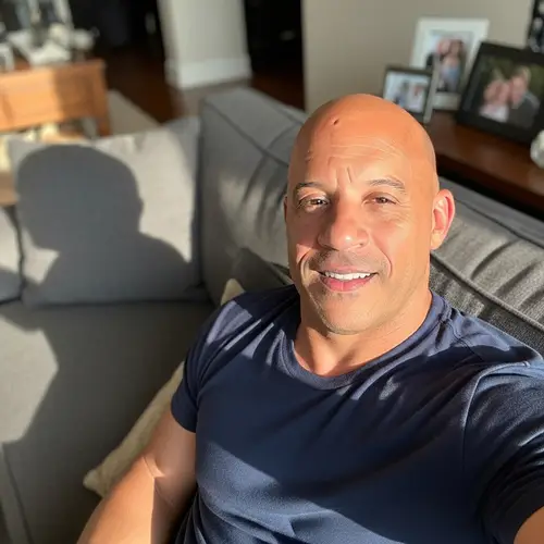 Vin Diesel Smiling Selfie on Couch