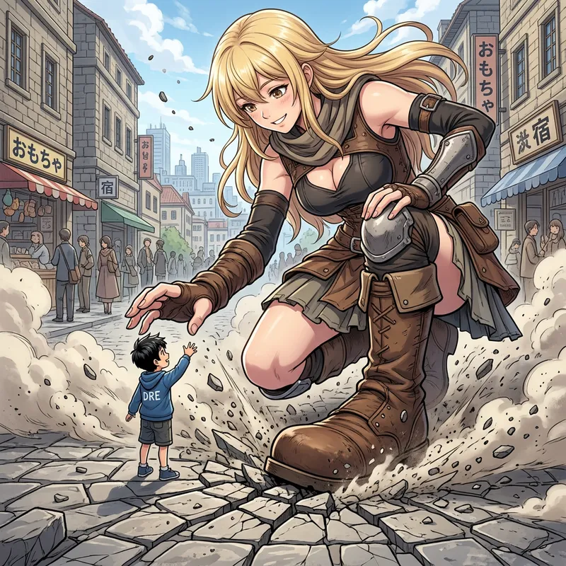 Anime Giant Crouching to Lift Kid Dre - Epic Scene Anime Giant Crouching to Lift Kid Dre - Epic Scene