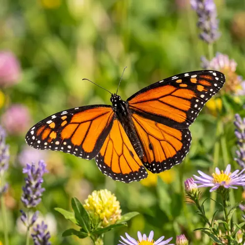 Stunning Orange Butterfly - Intricate Black and White Patterns