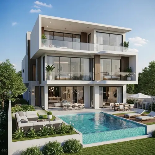 Three-Story House Design with Pool on 400 sqm Lot