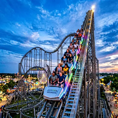 Thrilling Roller Coaster with Eager Passengers | Excitement in the Sky