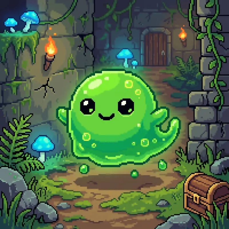 Cute Pixel Slime Monster - Adorable Art