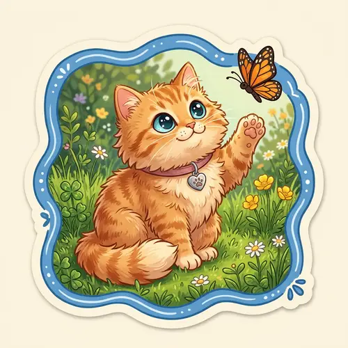 Adorable Ginger Cat Sticker Design