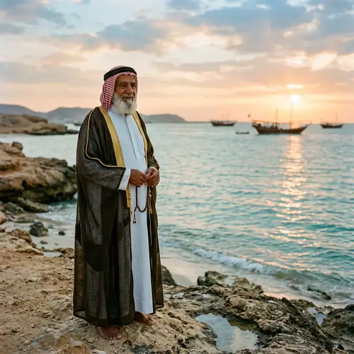 Traditional Gulf Attire: Wisdom and Tranquility by the Sea