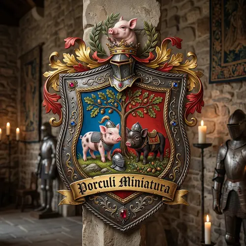 Realistic Miniature Pigs Shield Emblem | YourBrand