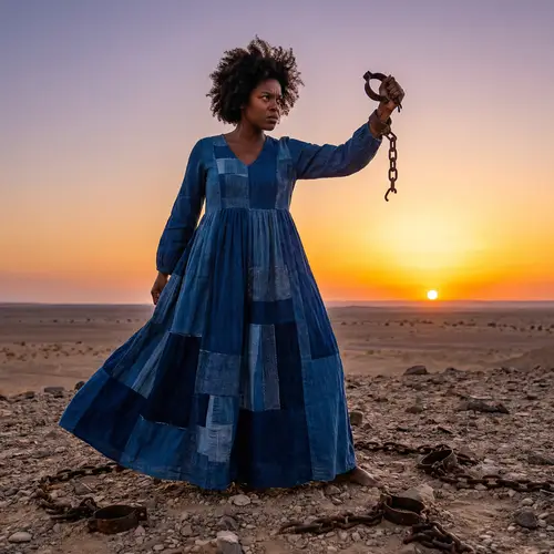 Resilient Afrodescendant Woman Fighting for Freedom