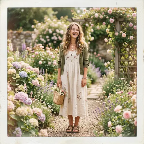 Young Woman in Twenties | Serene Garden, Natural Beauty