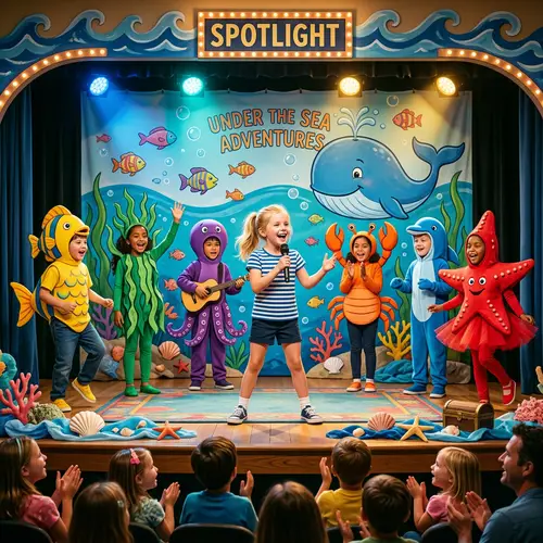 Fun Children’s Musical Stage with Colorful Actors