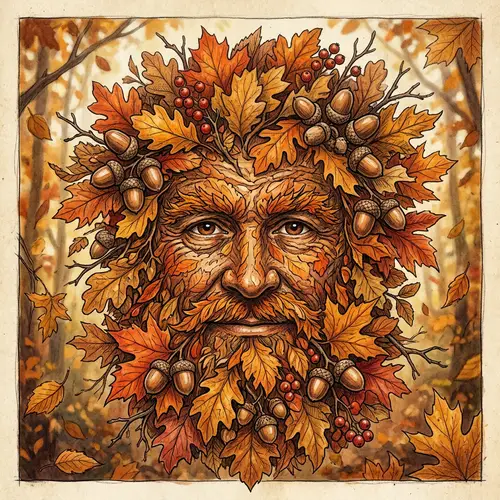 Autumn Green Man Headshot Art