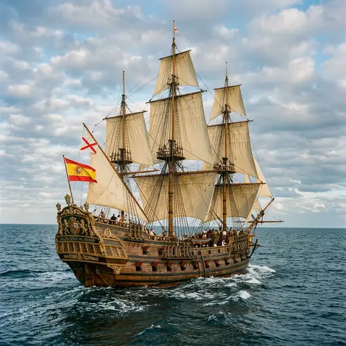 18th Century Spanish Galleon Sailing the Ocean