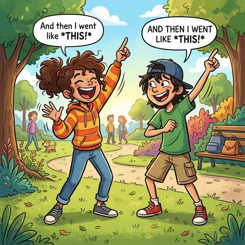 Fun Cartoon of Mimicking Friends