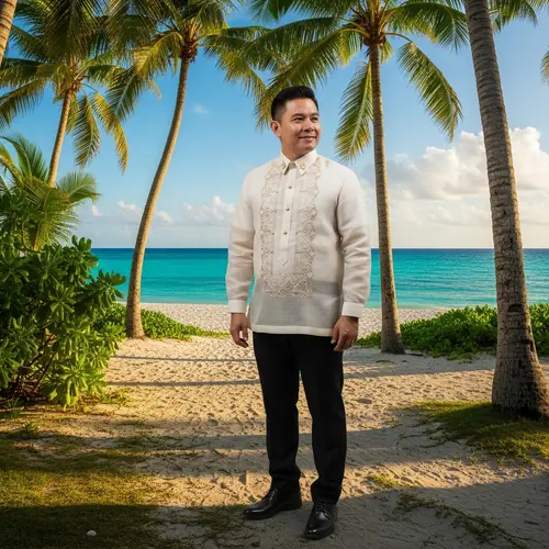 Man in Barong Tagalog with Matching Background