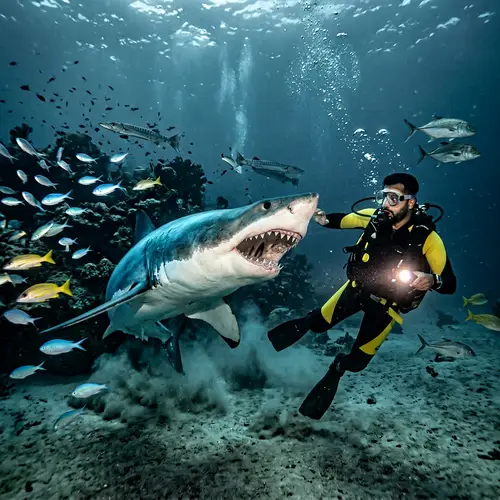 Realistic Shark Attack on Scuba Diver Under the Sea