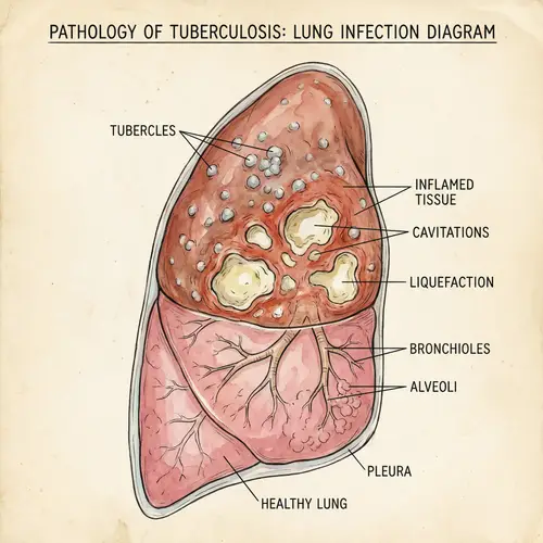 Human Lung Tuberculosis Infection - Medical Illustration