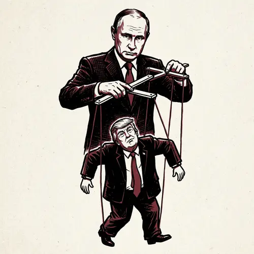 Putin Controls Trump: A Colorful Artwork