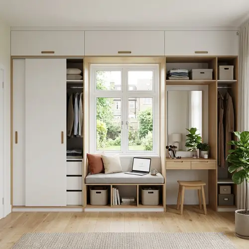 Modern Bedroom Wardrobe Design with Window Integration