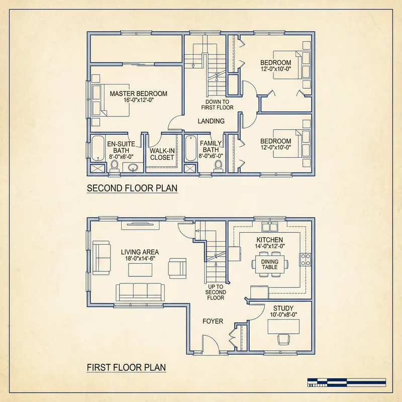 Modern Two-Story House Floor Plan Modern Two-Story House Floor Plan