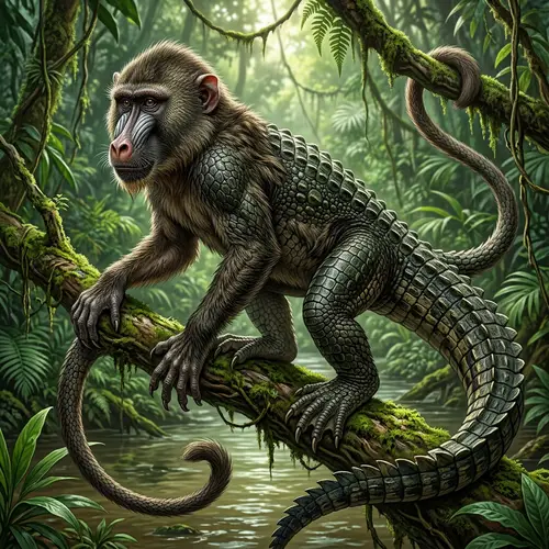 Monkey-Crocodile Fusion: A Mythical Creature