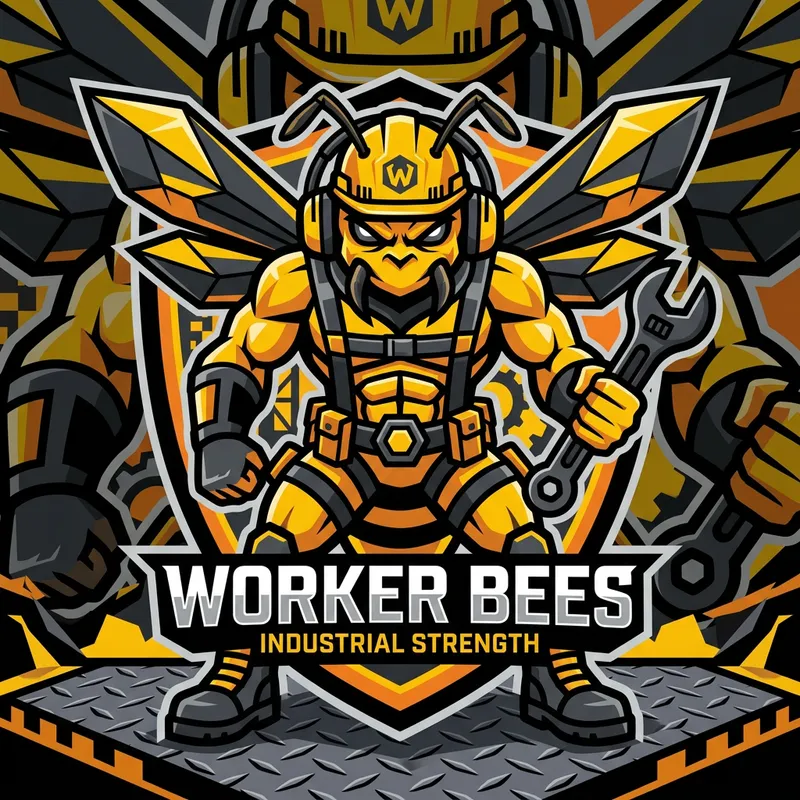 Fierce Worker Bee Mascot Design for Sports Teams Fierce Worker Bee Mascot Design for Sports Teams