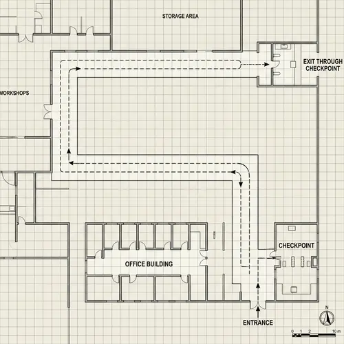 Architectural Base Plan with Entrance and Checkpoint