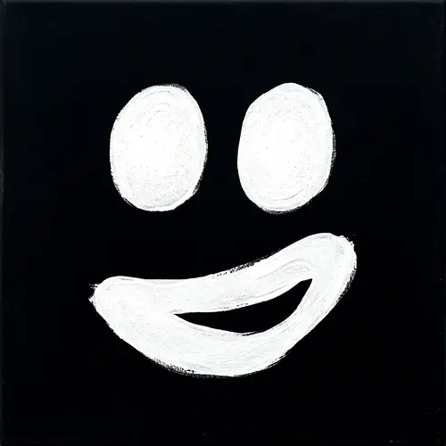 Venom's Striking Eyes and Mouth on Black Canvas