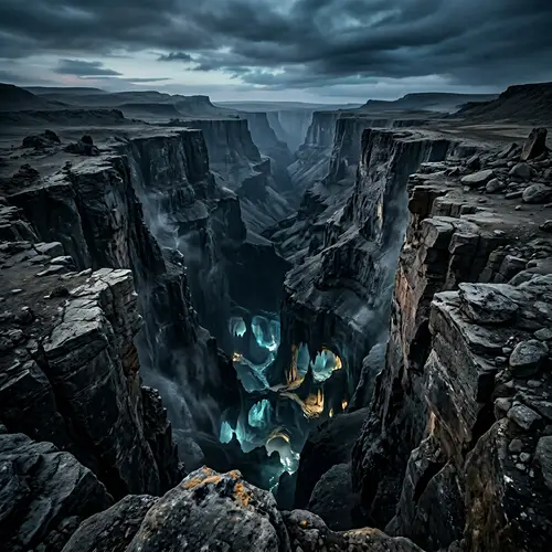 Eerie Deep Abyss: Mysterious Natural Trench in Desolate Landscape