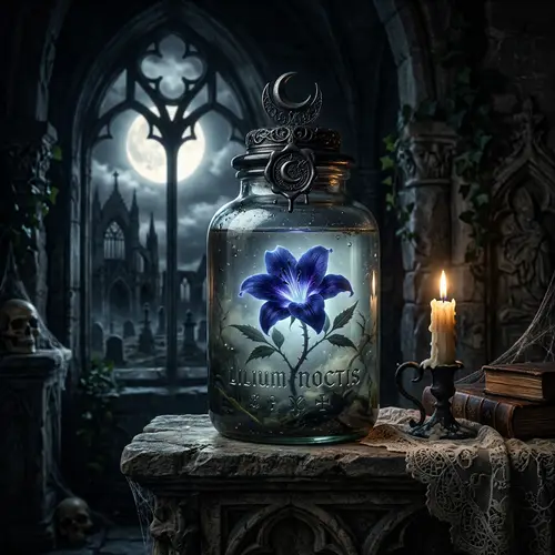 Gothic Nightlily in Glass – Elegant Decor