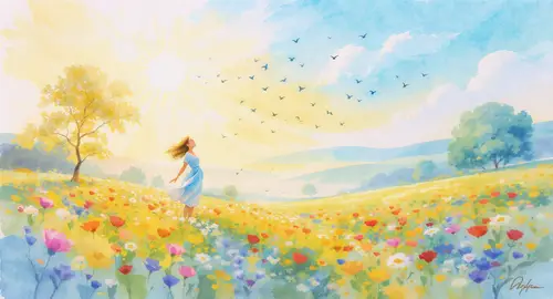 Uplifting Watercolor Art of Happiness