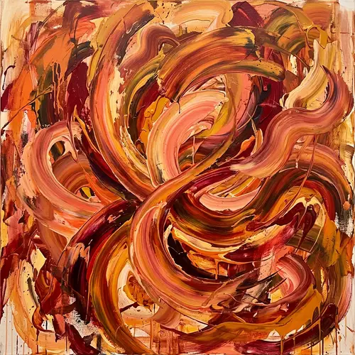 Abstract Empathy Art: Warm Colors & Curved Shapes | Expressive Style