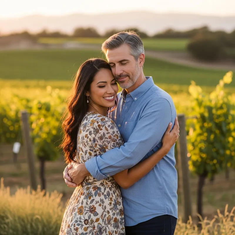 Love Between a Dark Haired Woman and Grey Haired Man
