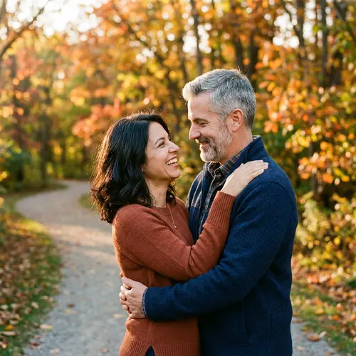 Love Between a Dark Haired Woman and Grey Haired Man