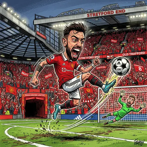 Caricature of Manchester United Goal at Old Trafford