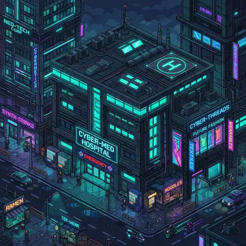 Futuristic Cyberpunk Pixel Art Skyscraper Design