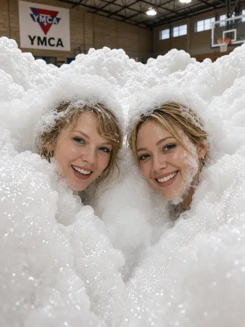 Taylor Swift & Hilary Duff's Fun Foam Party Photoshoot