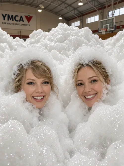 Taylor Swift & Hilary Duff: Fun Foam Party Photoshoot