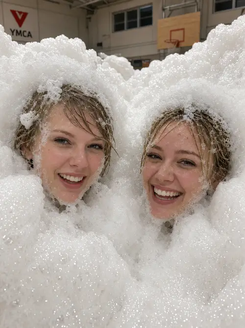 Taylor Swift & Hilary Duff: Fun Foam Party Photoshoot
