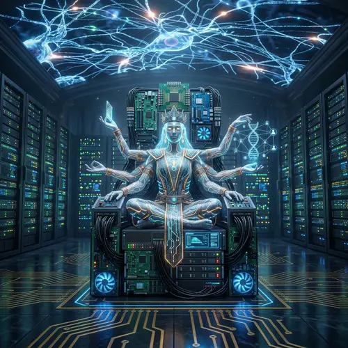 Divine Tech Figure on Throne - Power and Control