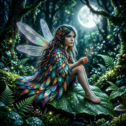 Enchanting Androgynous Fairy in Feathered Cloak