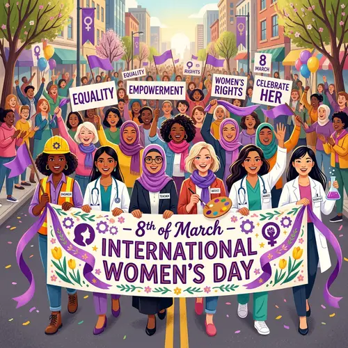 International Women's Day Illustration | Diverse Women Rally