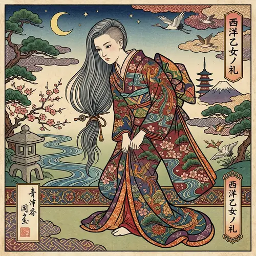 Modern Undercut Hairstyle Inspired by Ukiyo-e Art Style