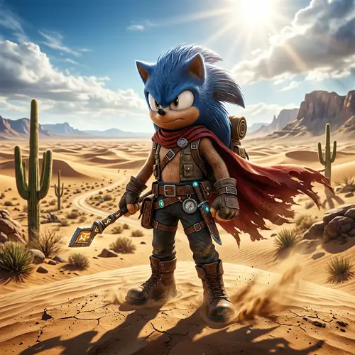 Anthropomorphic Hedgehog in Desert Biome - Gaming Adventure Character