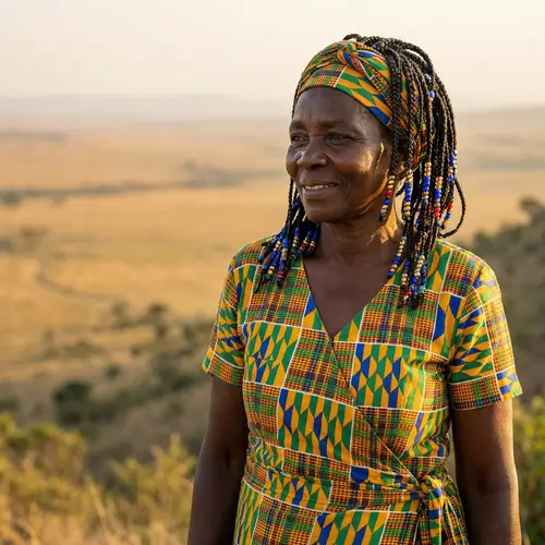 Serene African Mother with Traditional Braids and Colorful Beads