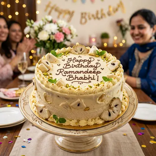Happy Birthday Ramandeep Bhabhi - Custard Apple Cake