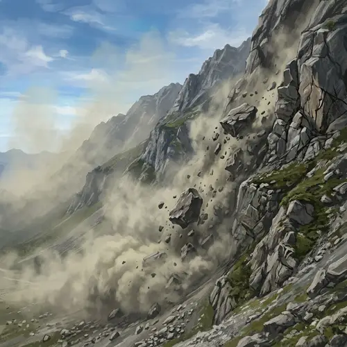 Mountain Landscape Landslide Illustration