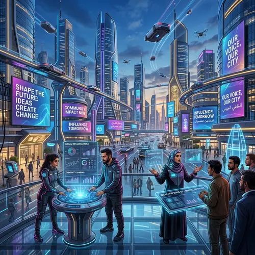Futuristic Scene of Influence in Advanced Cityscape